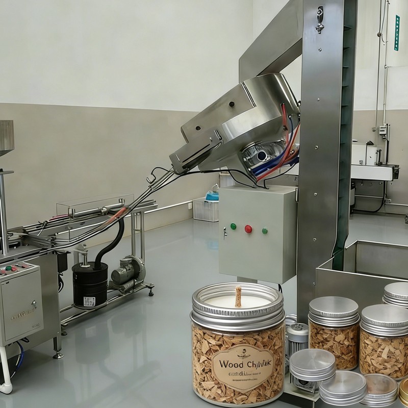 Výrobní linka na výrobu závitových uzávěrů na svíčky z dřevěných třísek